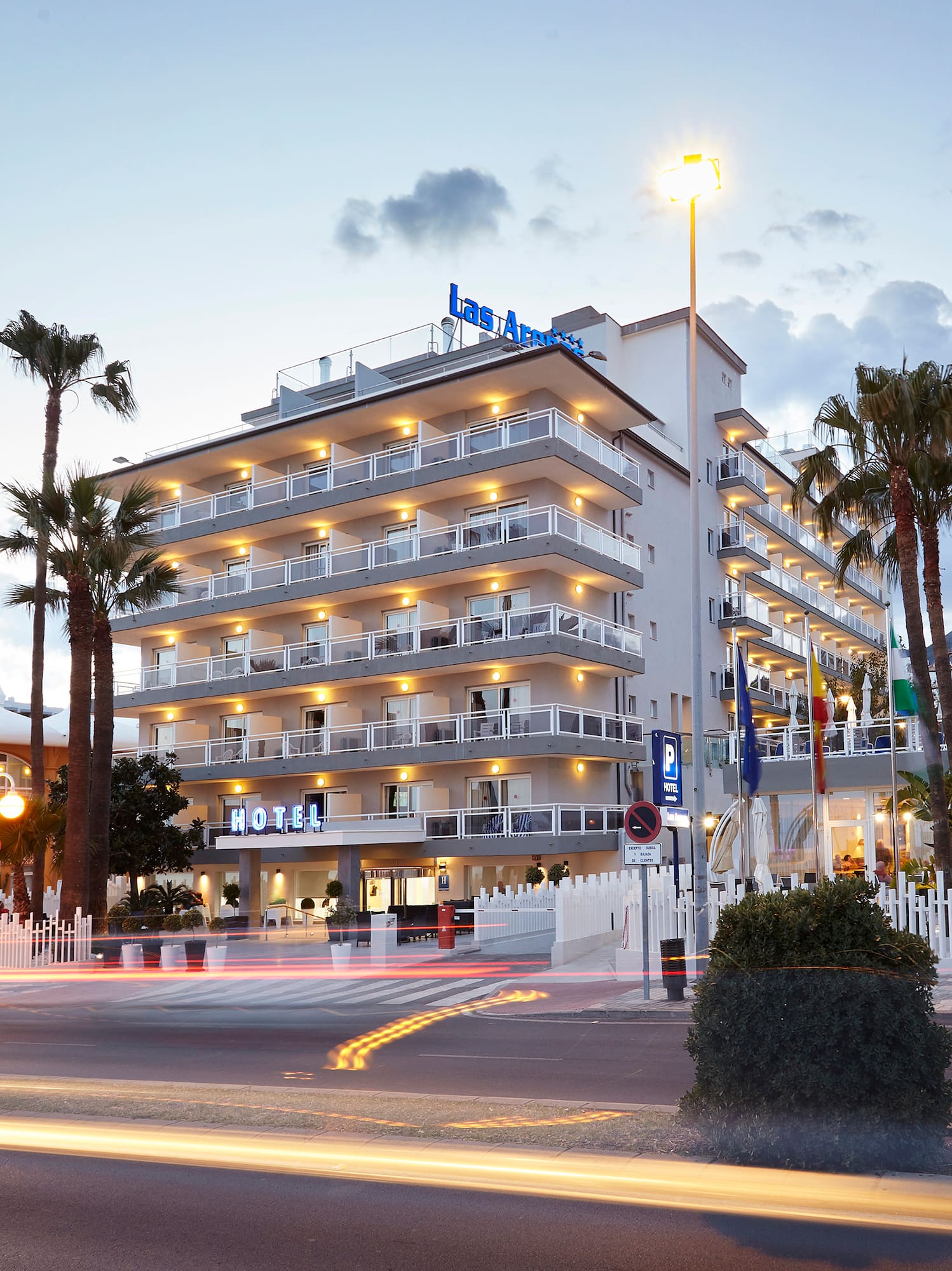 a building with lights on it