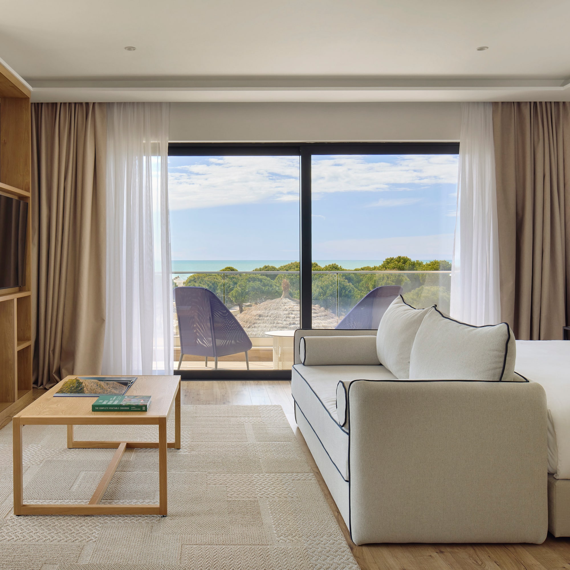 a room with a bed and a table