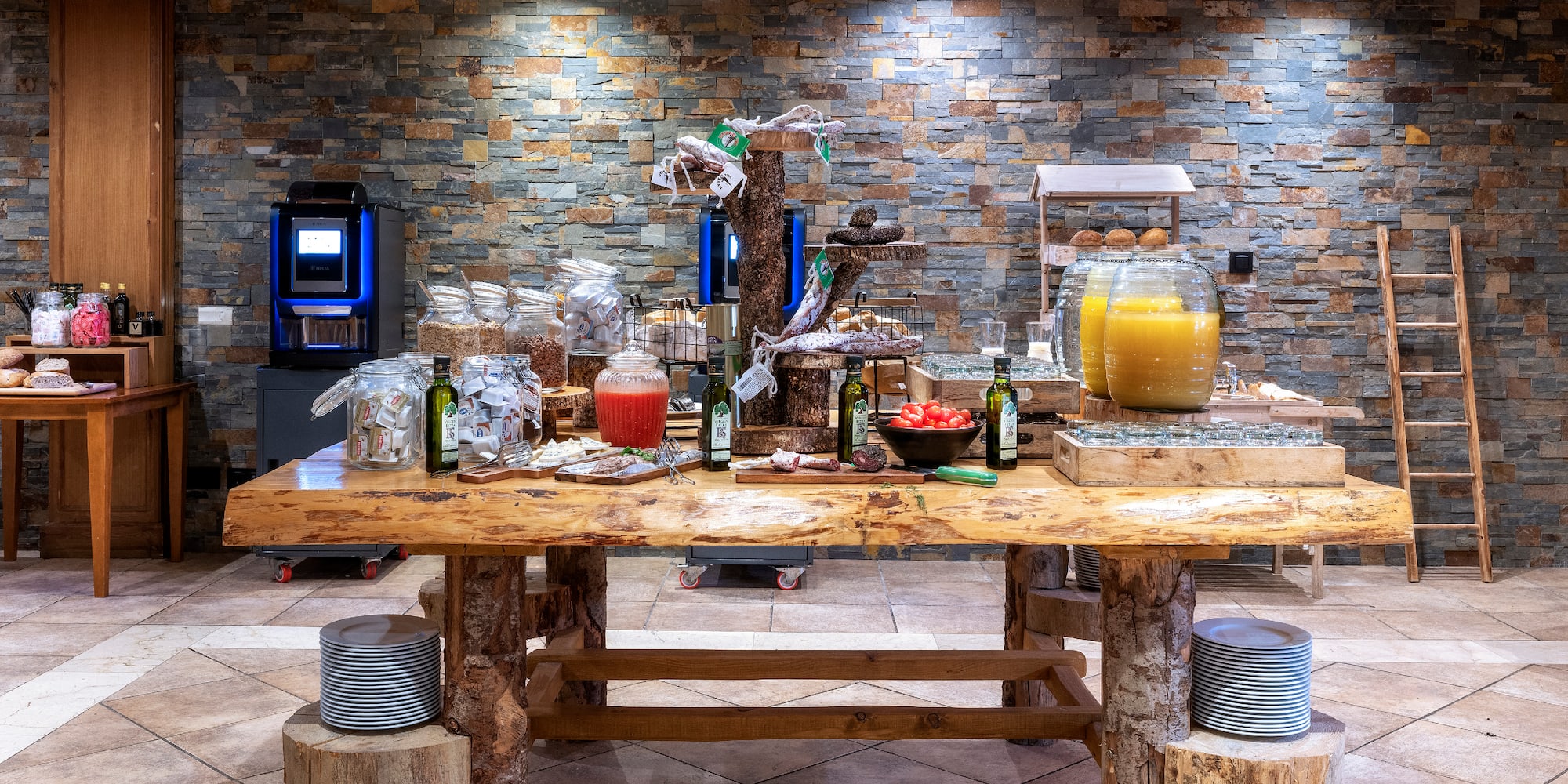 a table with food on it