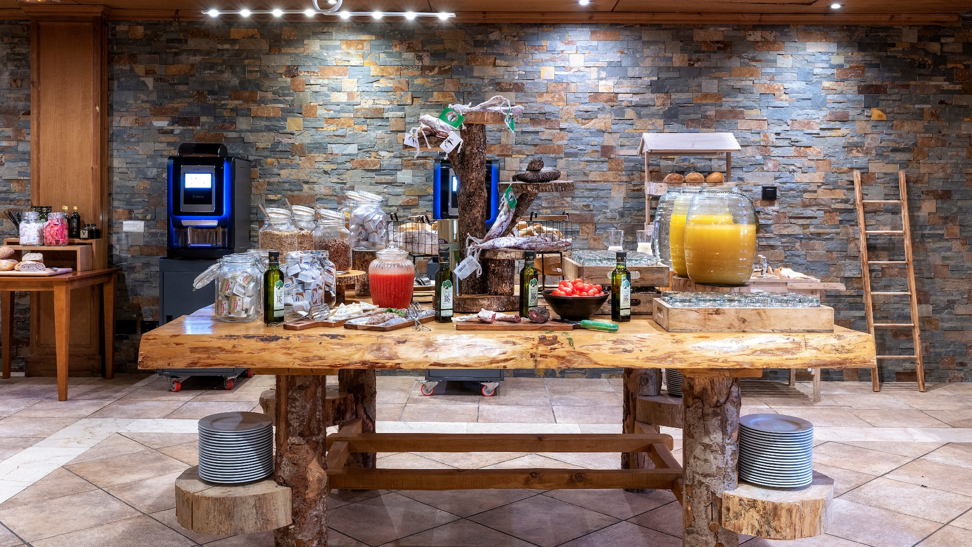 a table with food on it