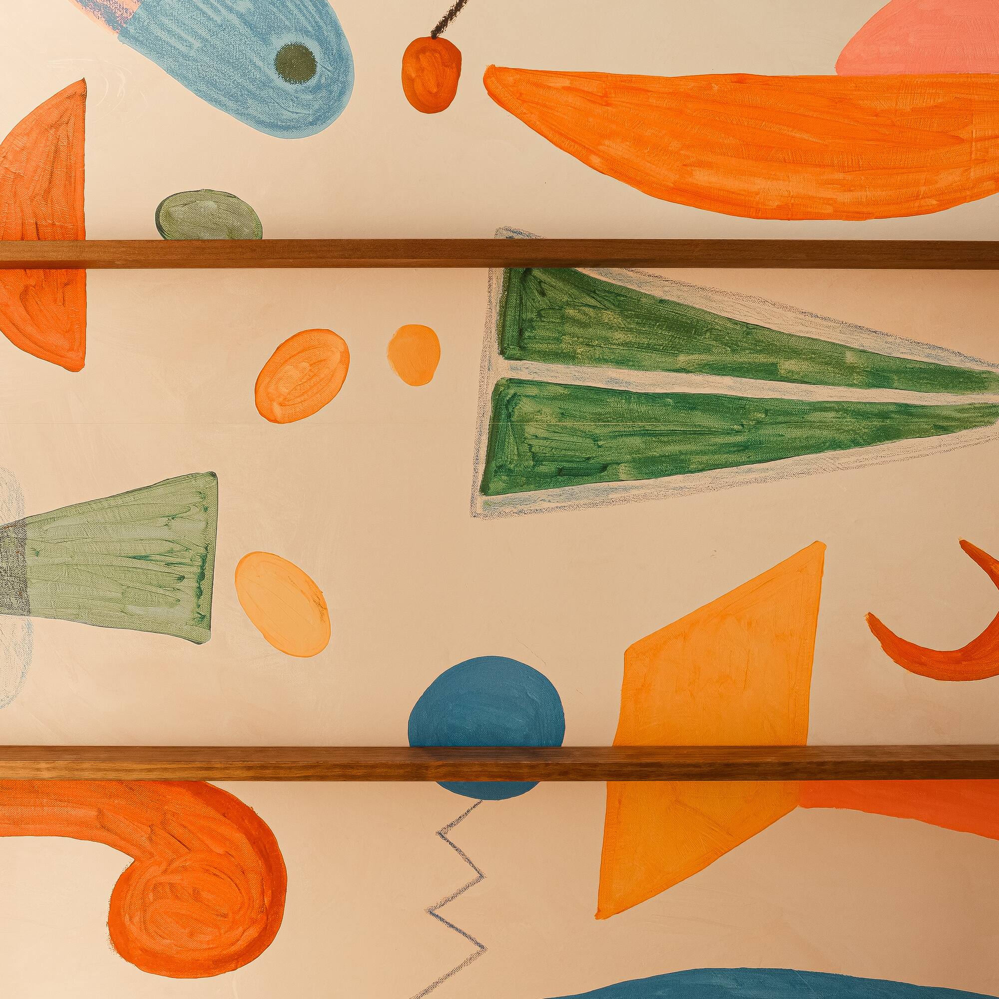 a wall with colorful drawings on it