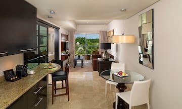 a room with a table and chairs