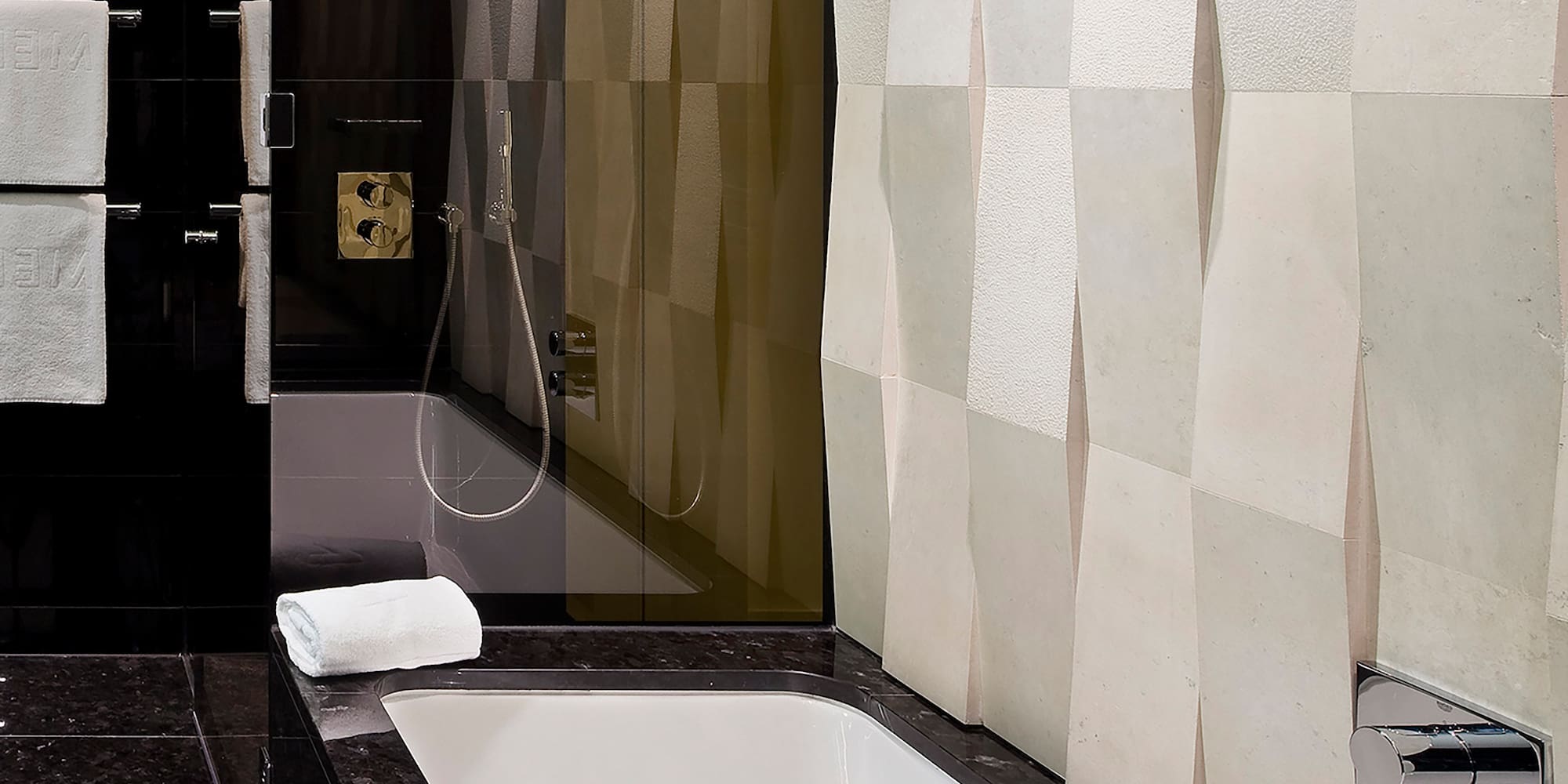 a bathtub in a bathroom