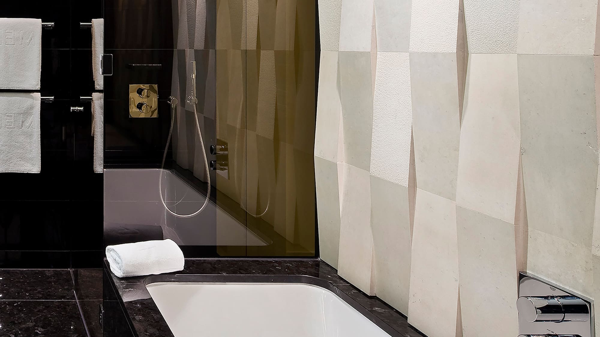 a bathtub in a bathroom