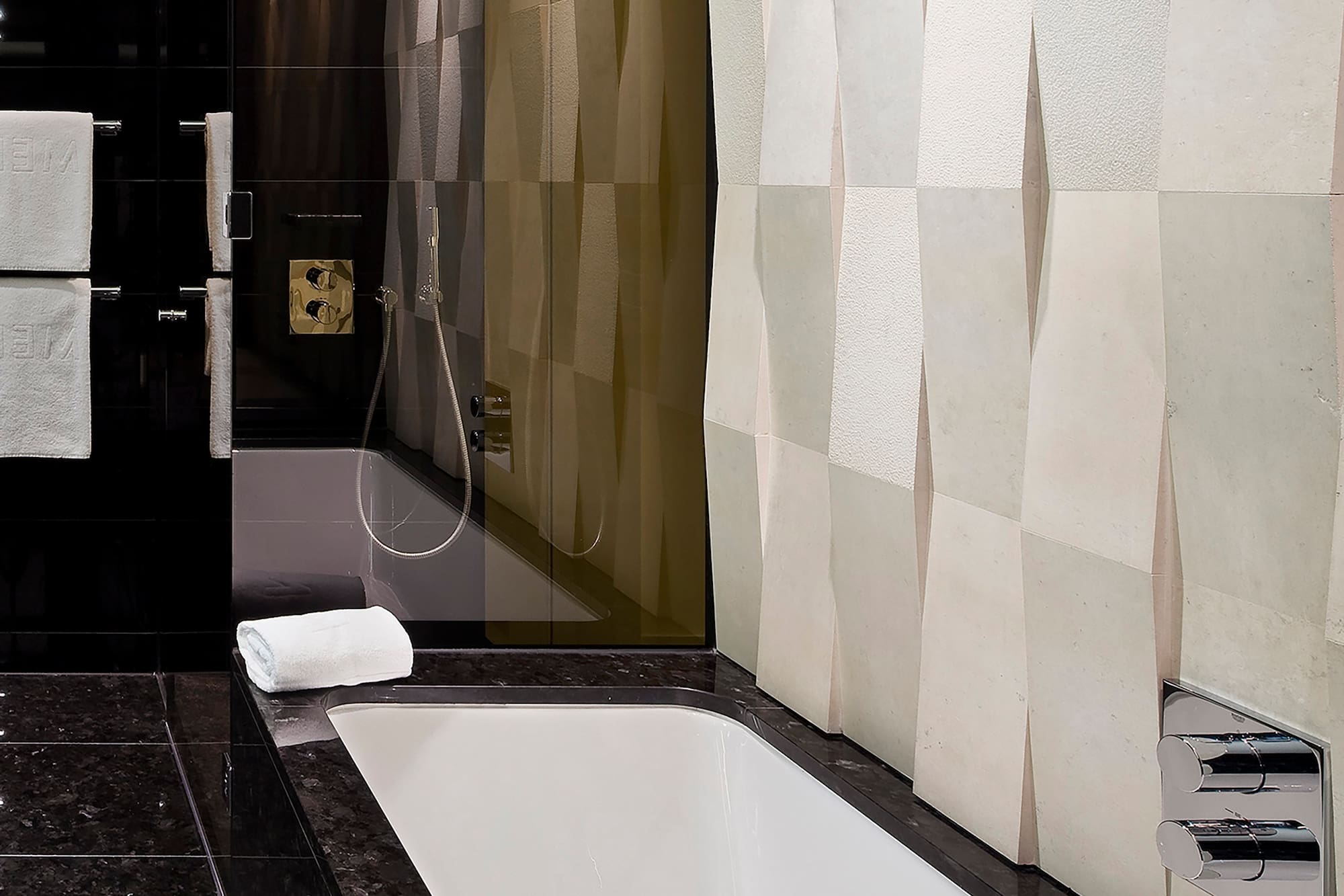 a bathtub in a bathroom