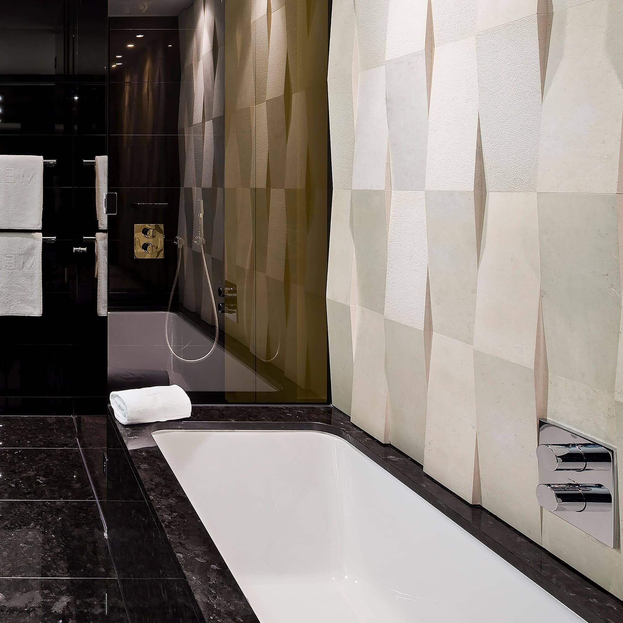 a bathtub in a bathroom