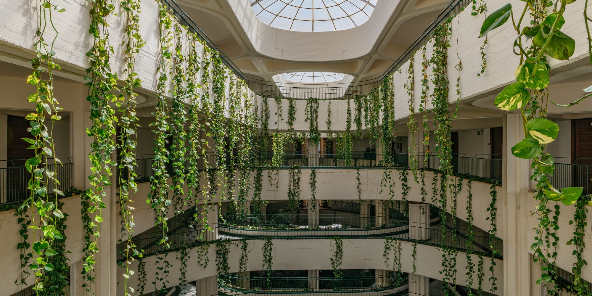 a building with many floors and a skylight