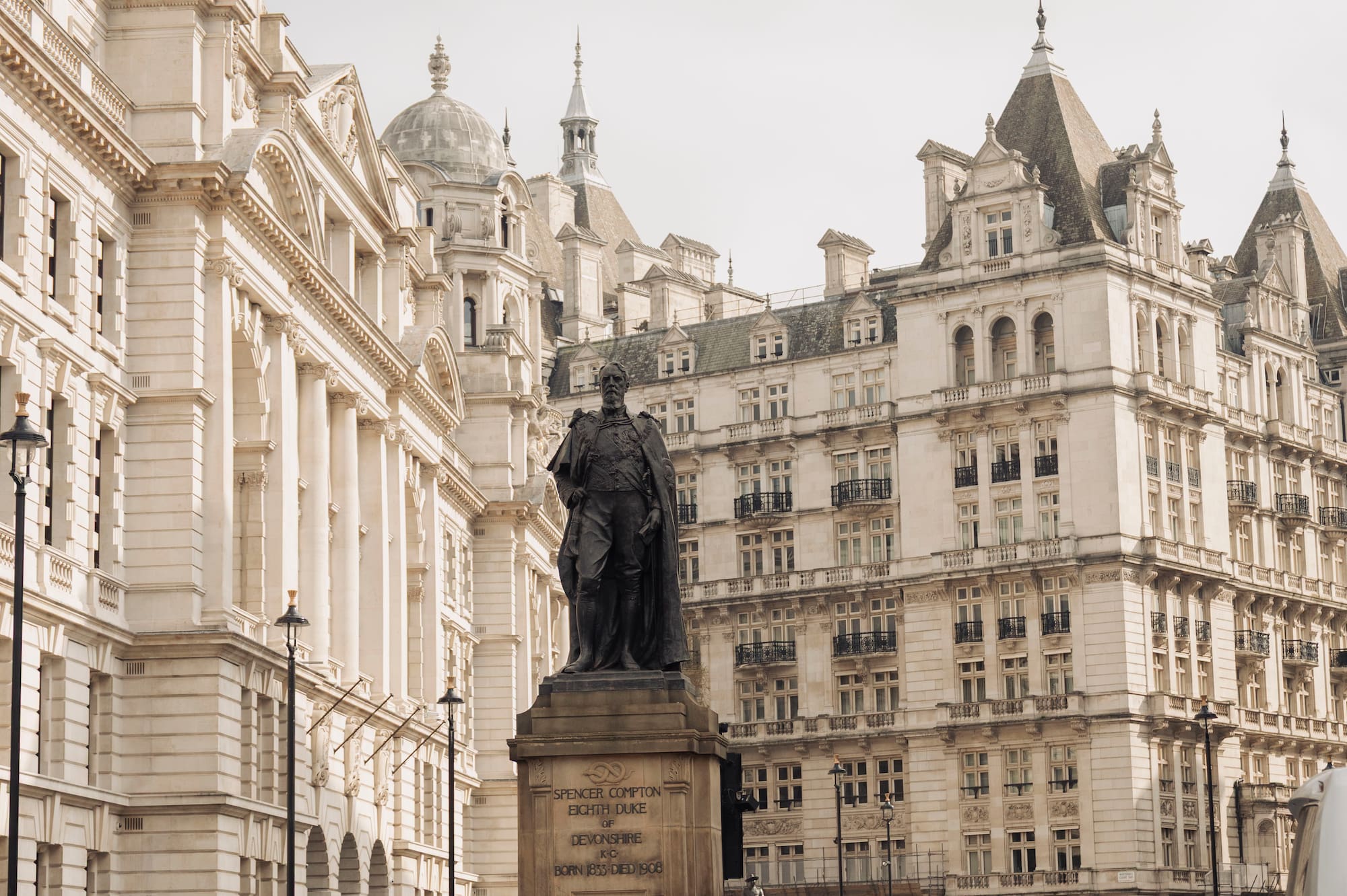 Spencer Compton Duke of Devonshire statue, grand London architecture.