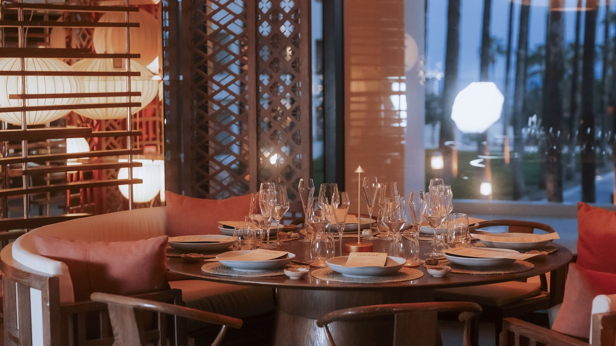 a table set up for a dinner