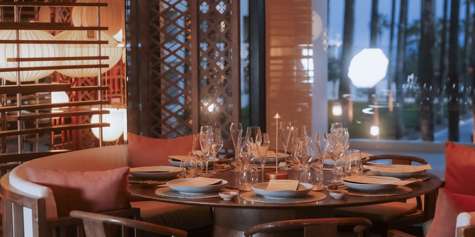 a table set up for a dinner