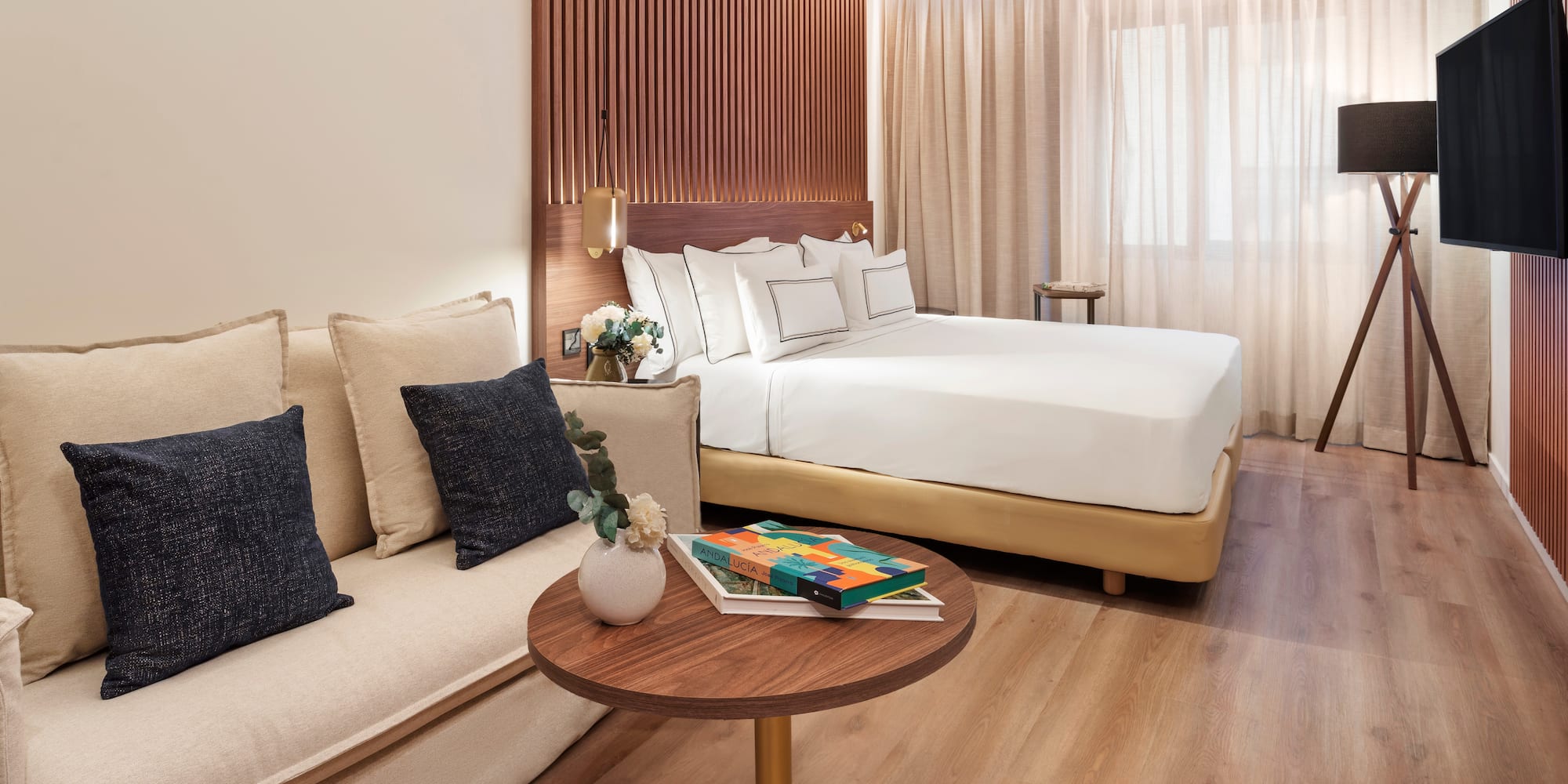 a room with a bed and a couch