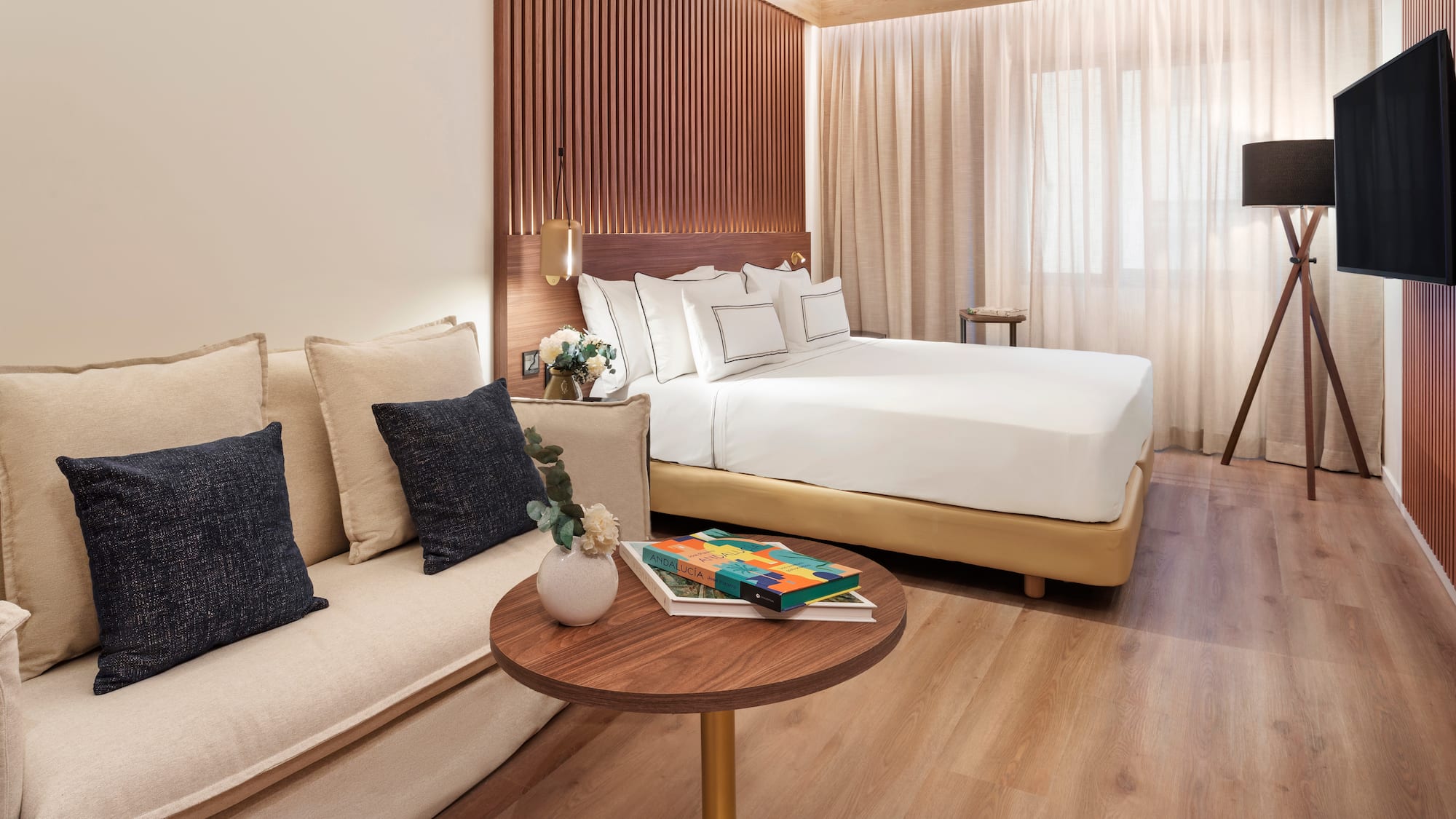 a room with a bed and a couch