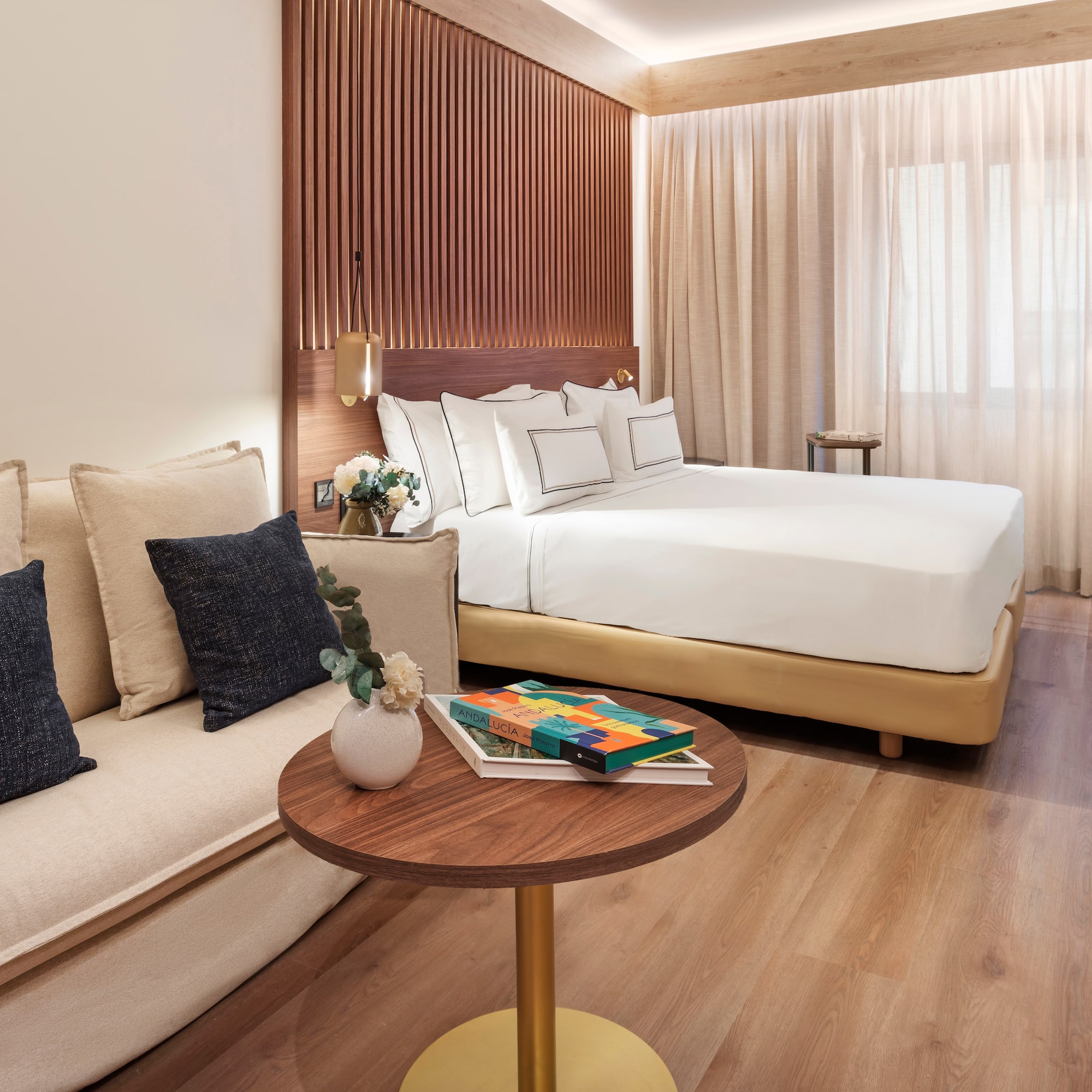 a room with a bed and a couch