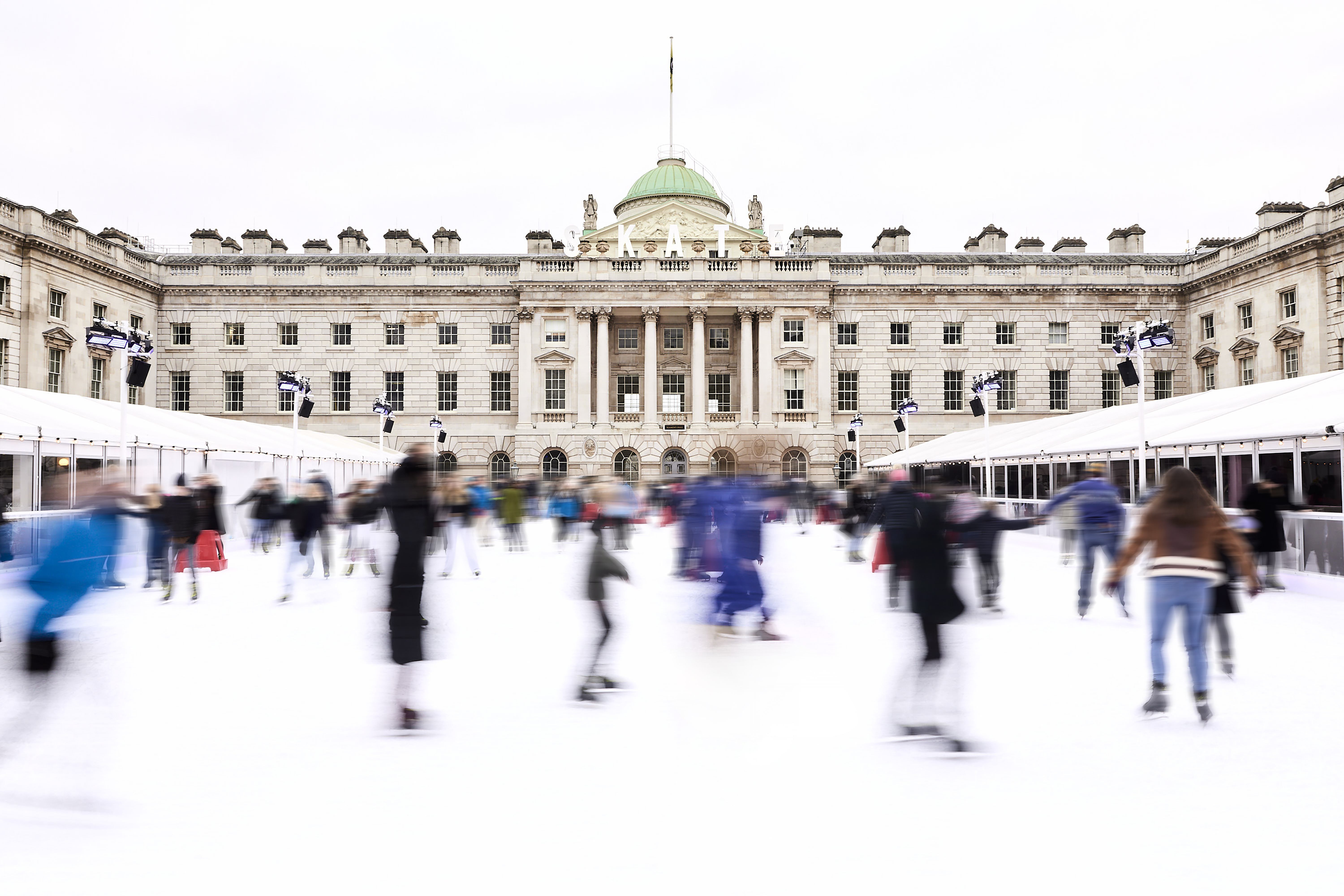 Ice skating with motion blur at Somerset House, London.