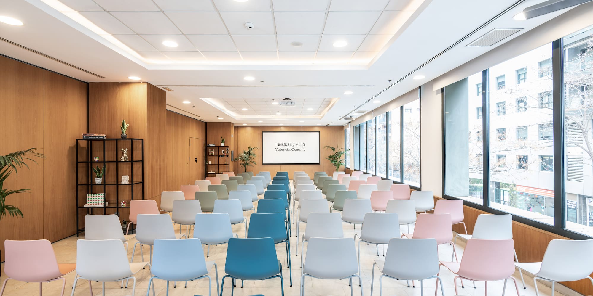 a room with many chairs