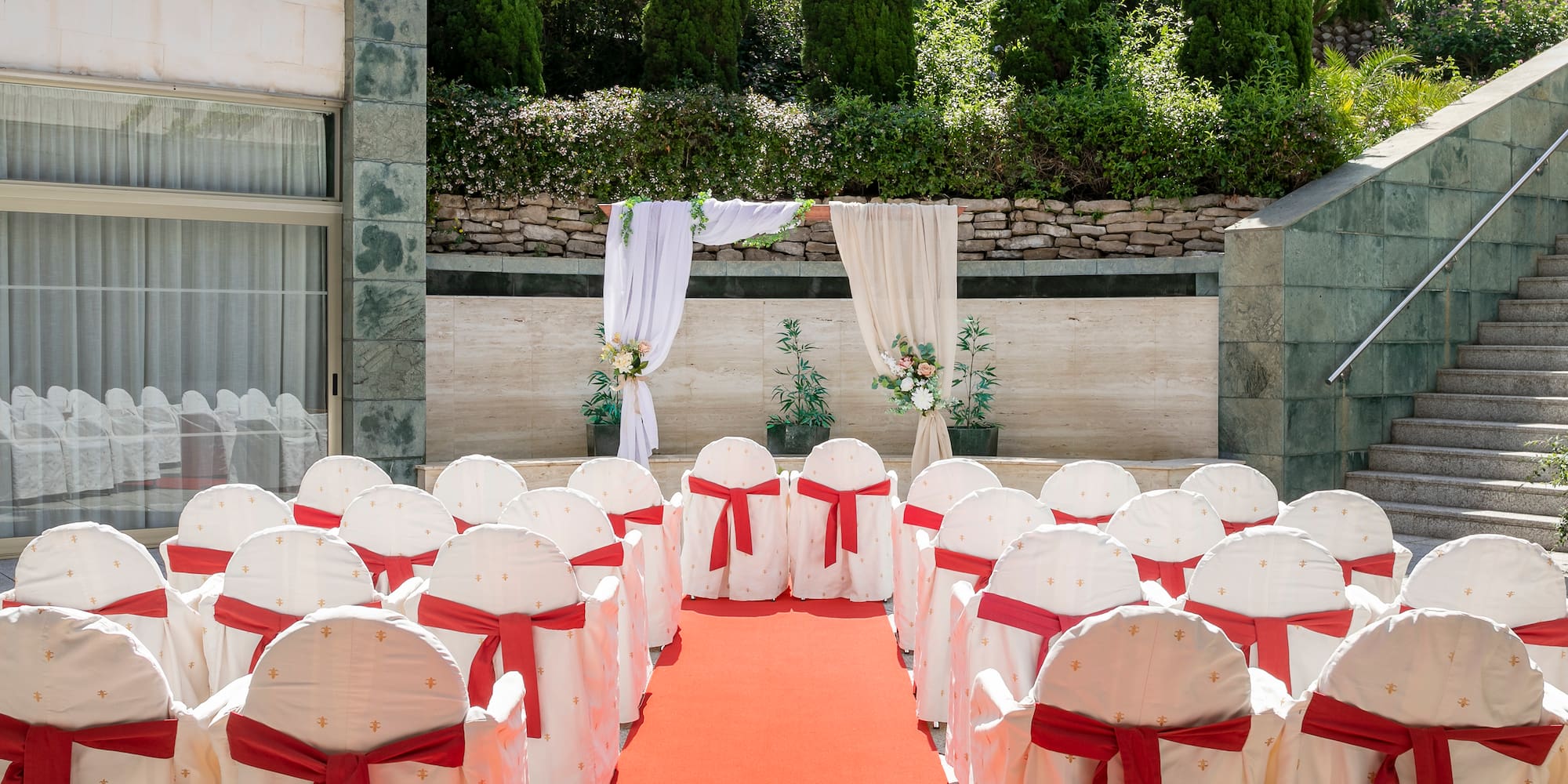 a set up for a wedding ceremony