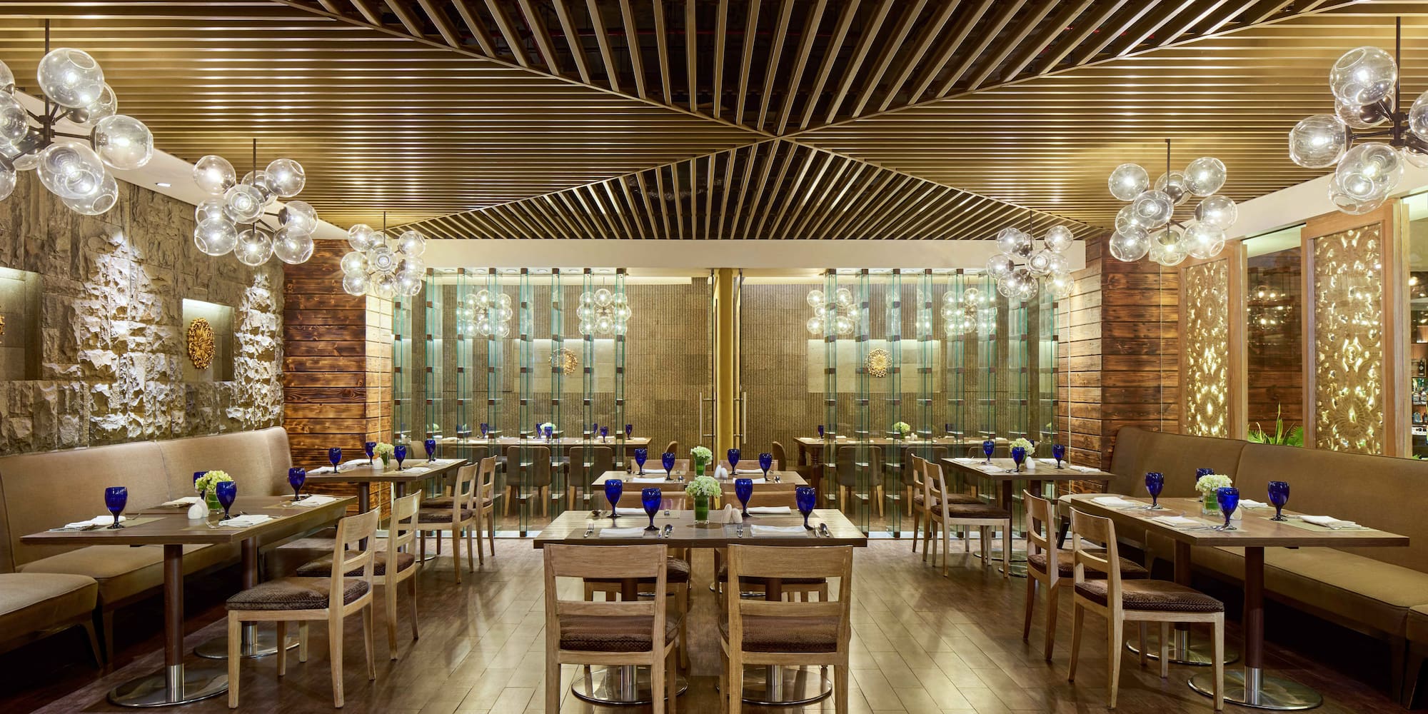 a restaurant with tables and chairs