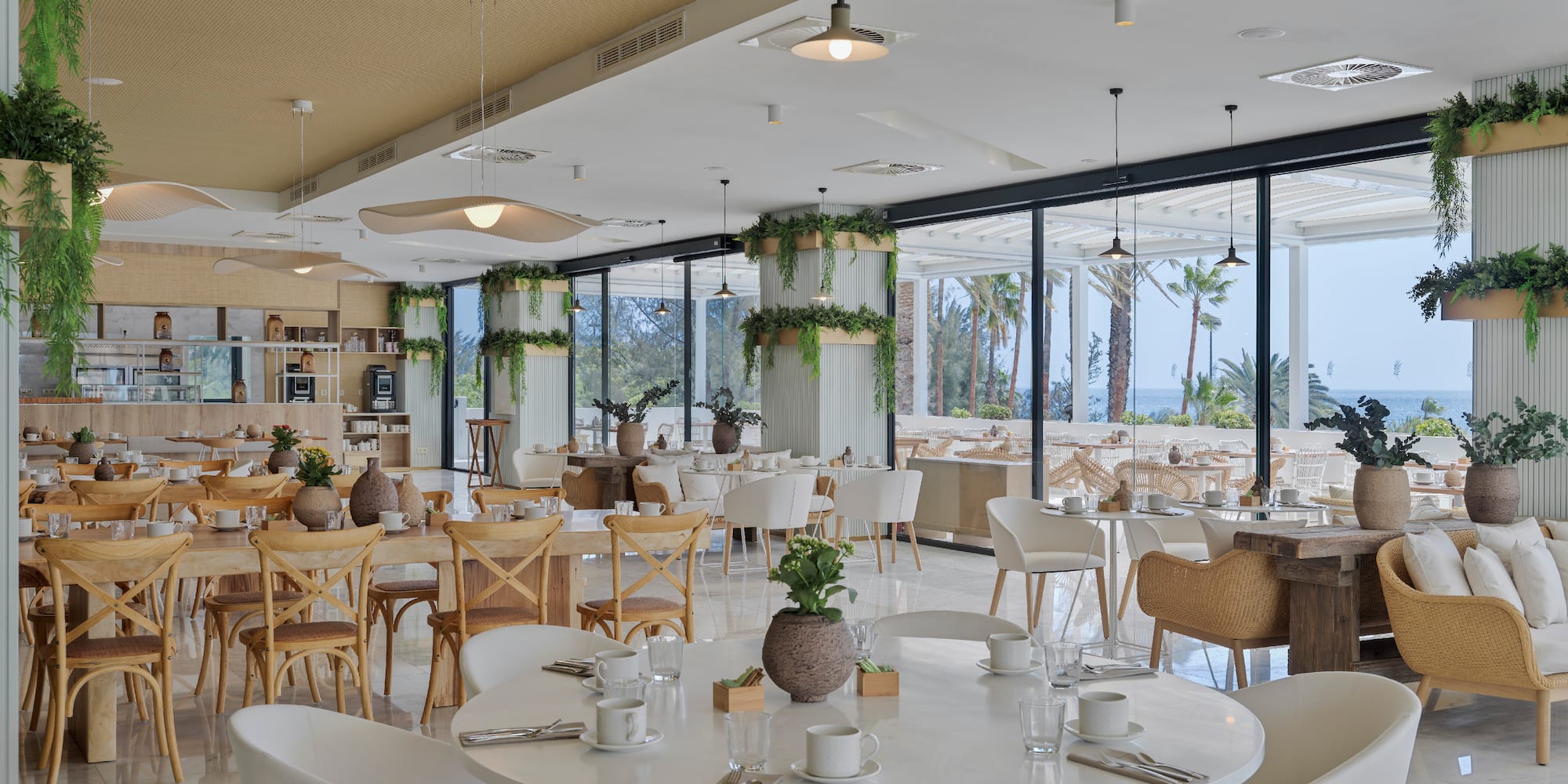 a room with tables and chairs