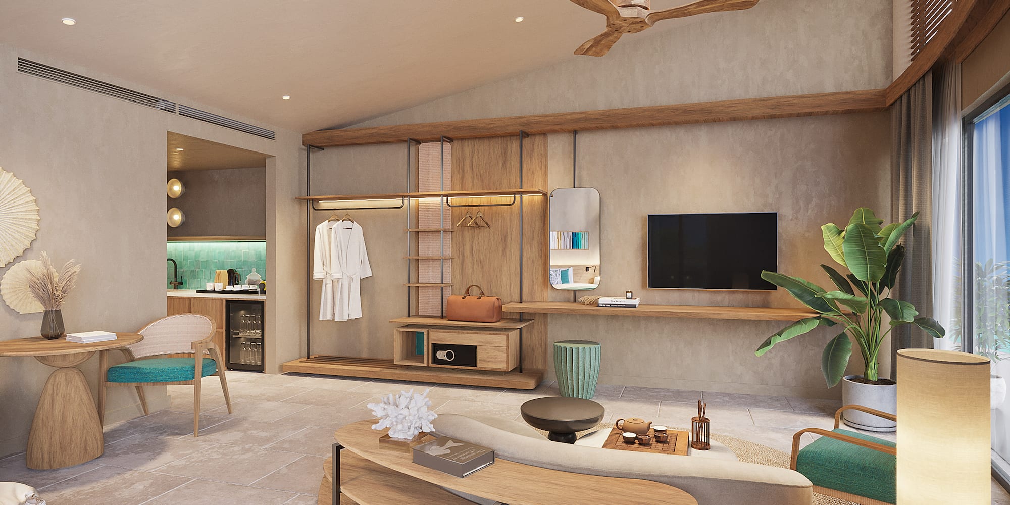 a living room with a tv and a couch