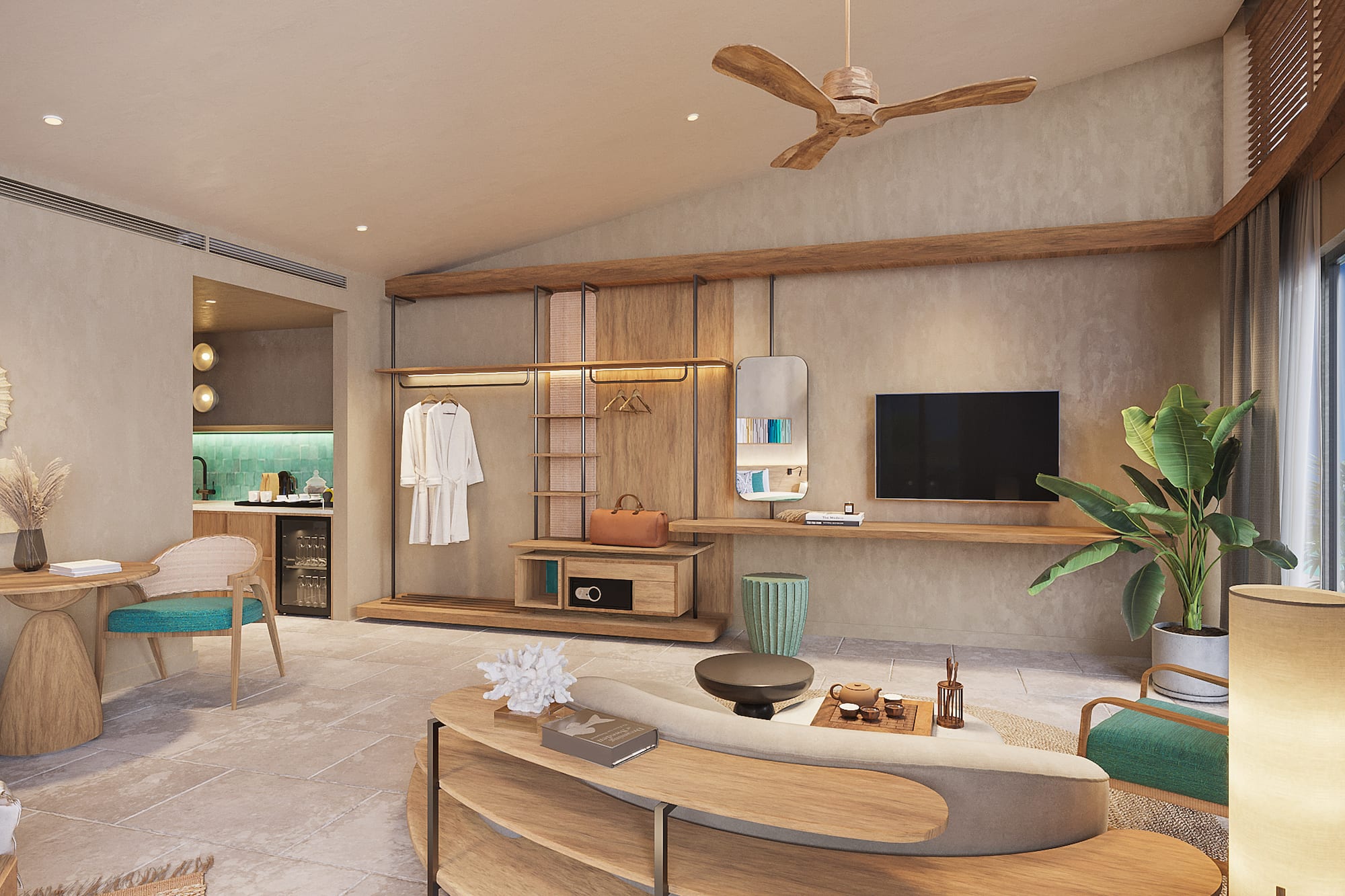 a living room with a tv and a couch