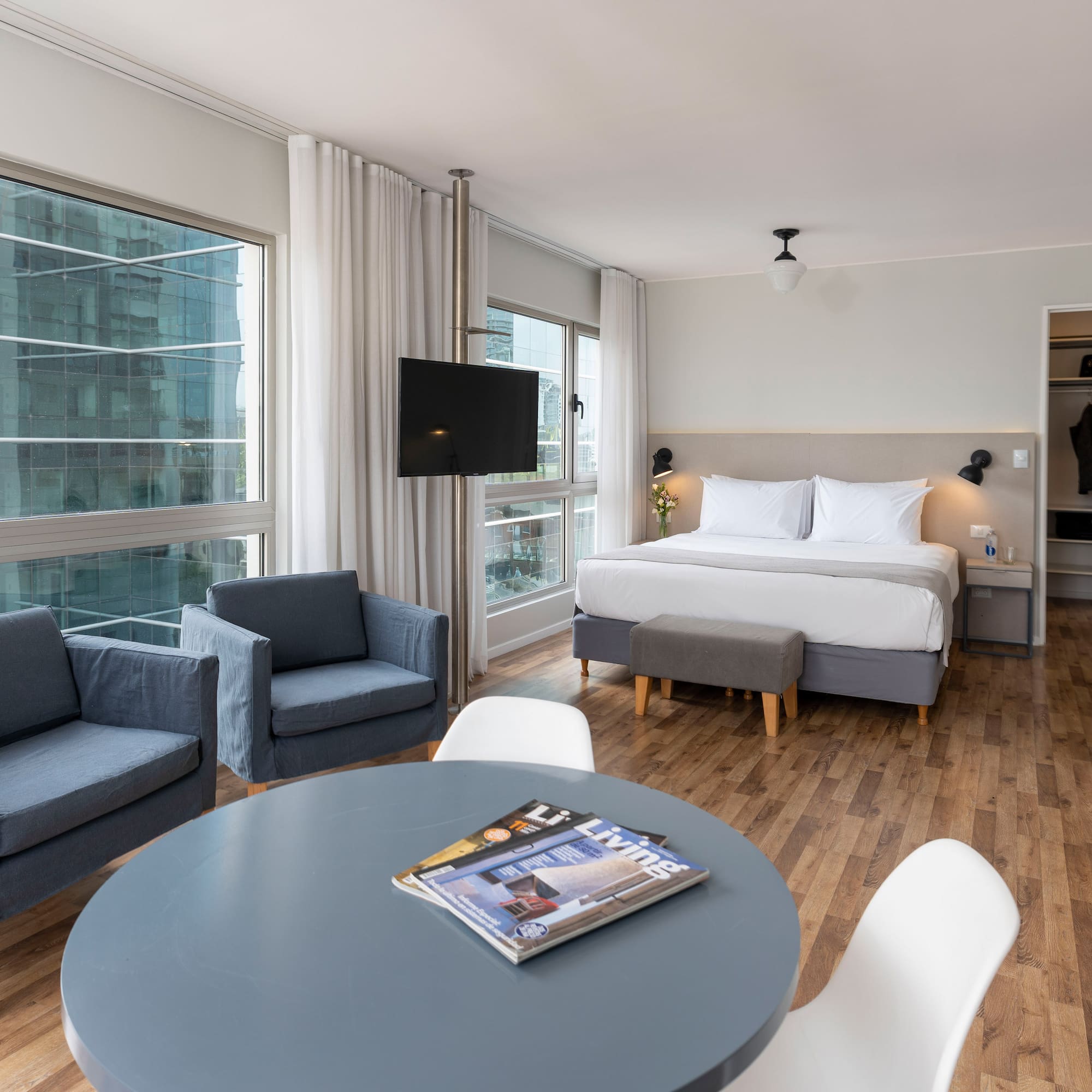 a room with a bed and a couch