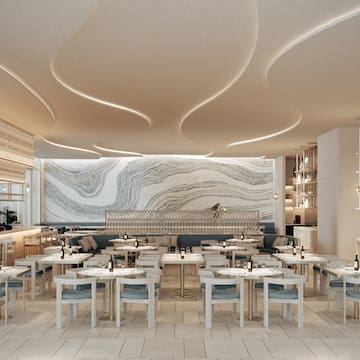 a restaurant with tables and chairs