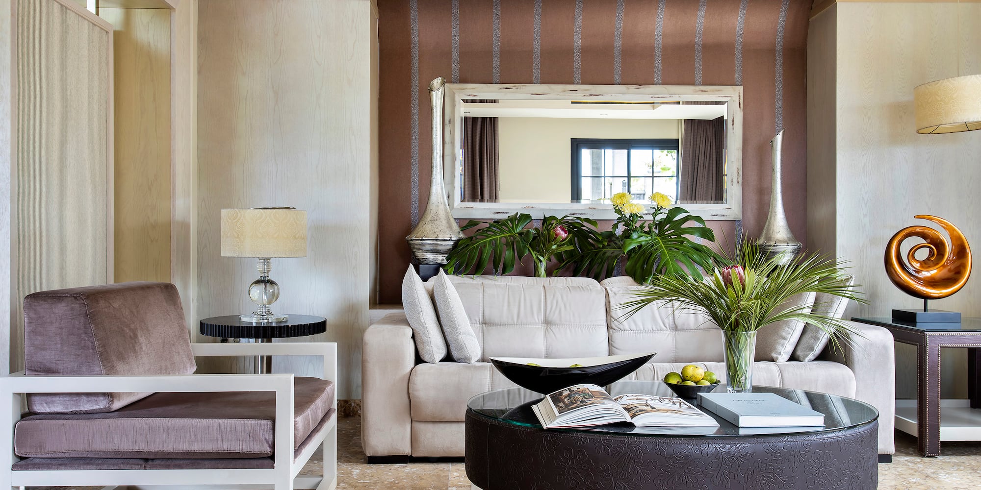 a living room with a couch and a coffee table