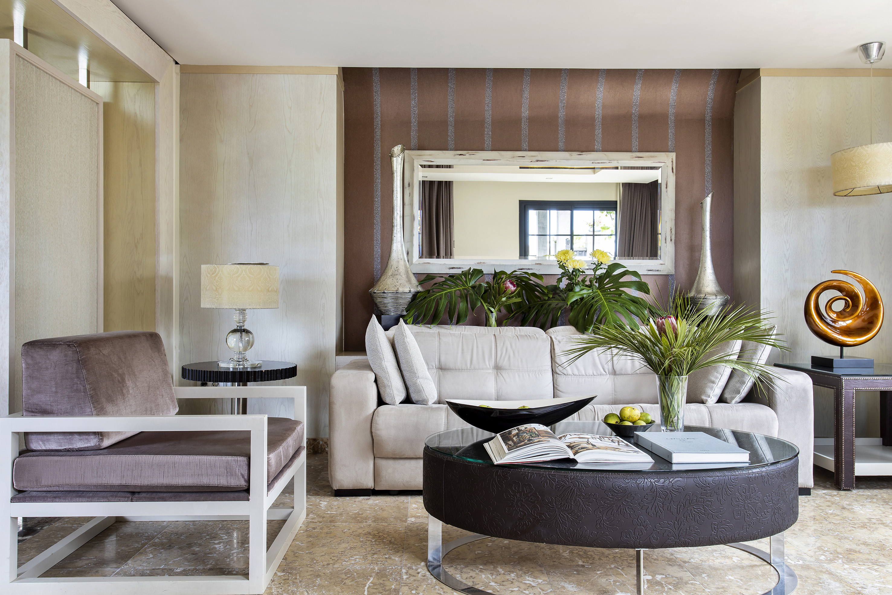 a living room with a couch and a coffee table