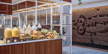 a fruit stand in a room