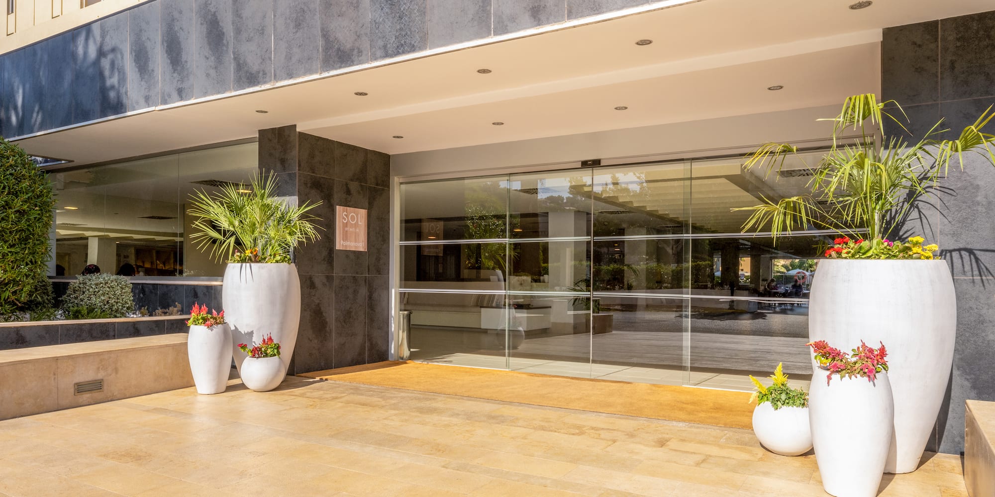 a building with large glass windows