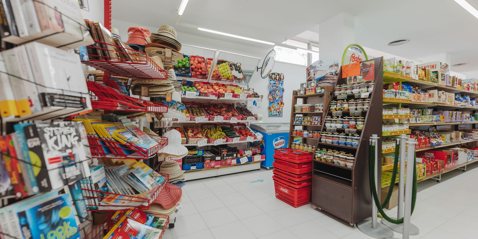 a store with shelves of food and other items