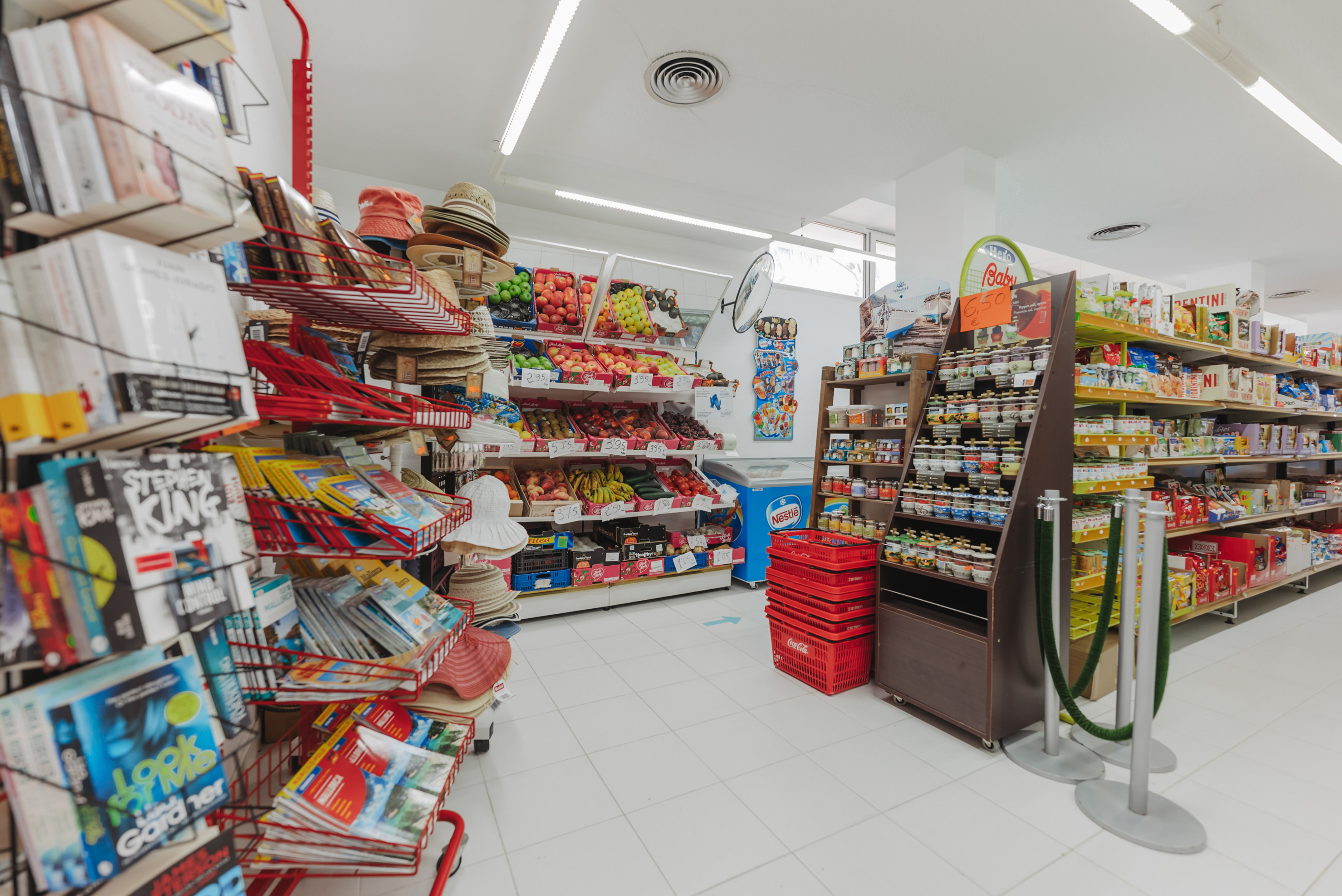 a store with shelves of food and other items