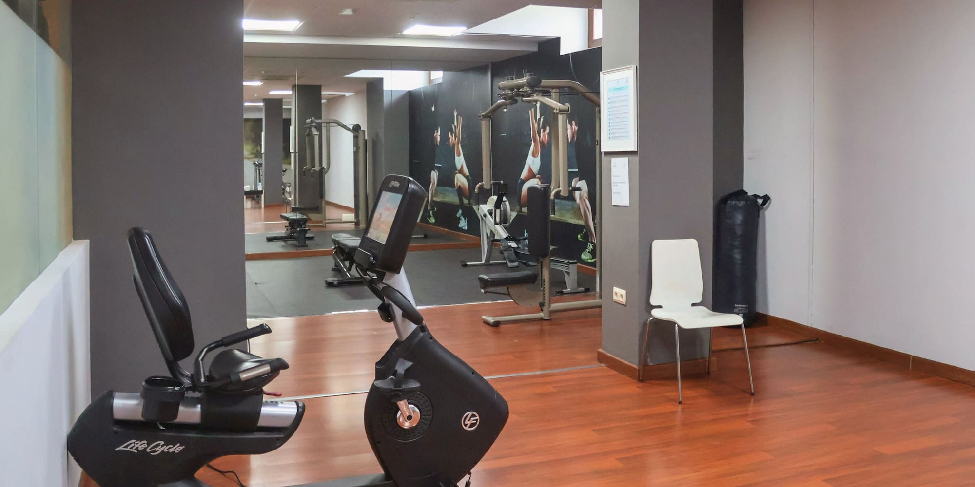 a gym with exercise equipment