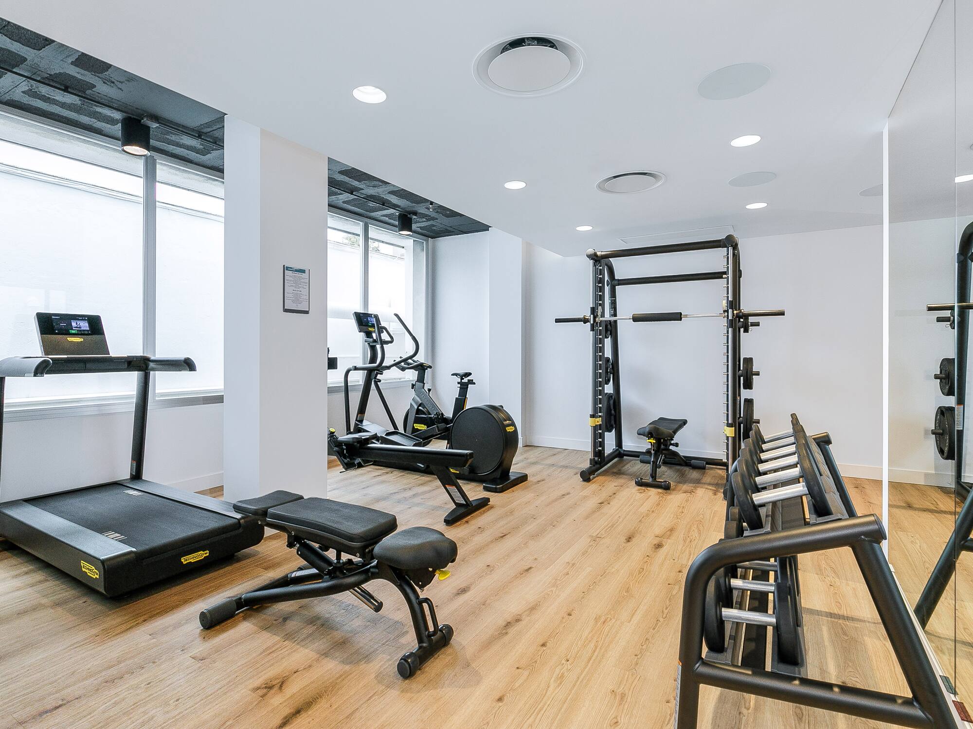 a room with exercise equipment