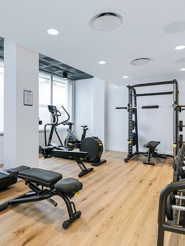 a room with exercise equipment