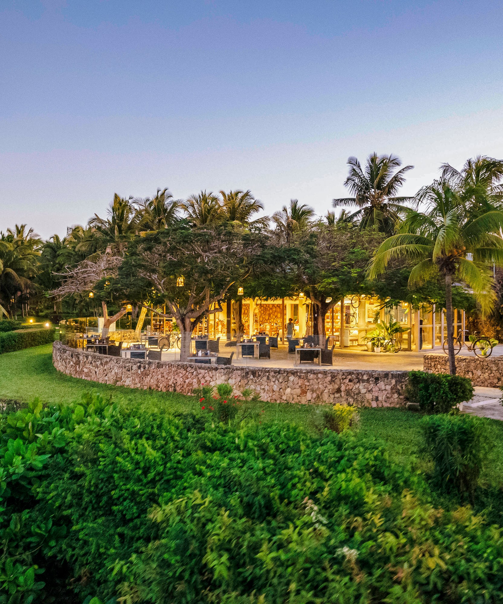 a building with trees around it