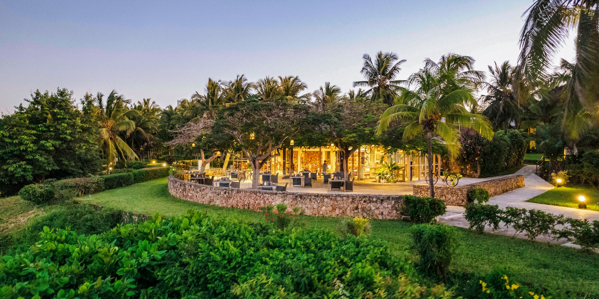 a building with trees around it