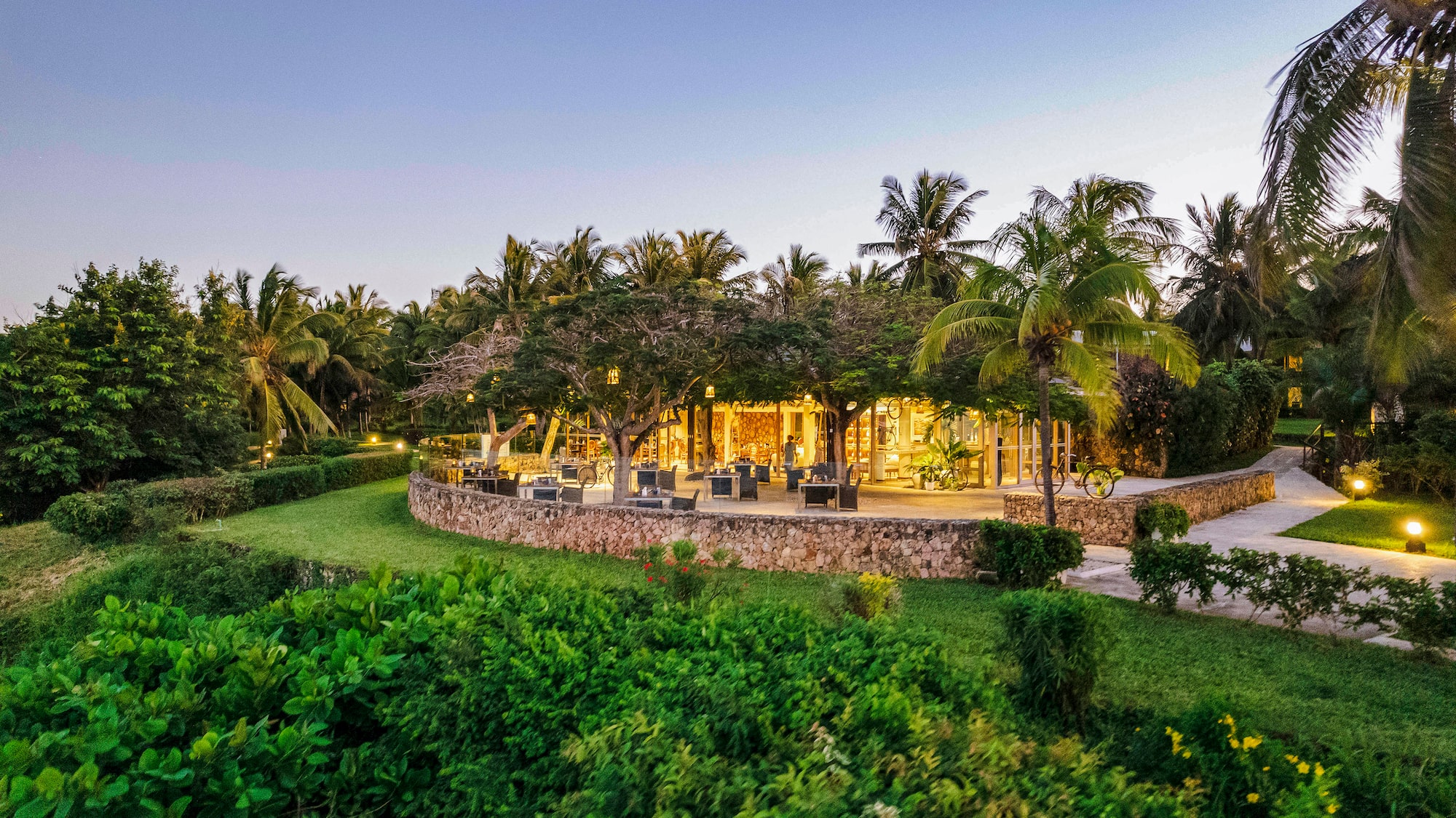 a building with trees around it