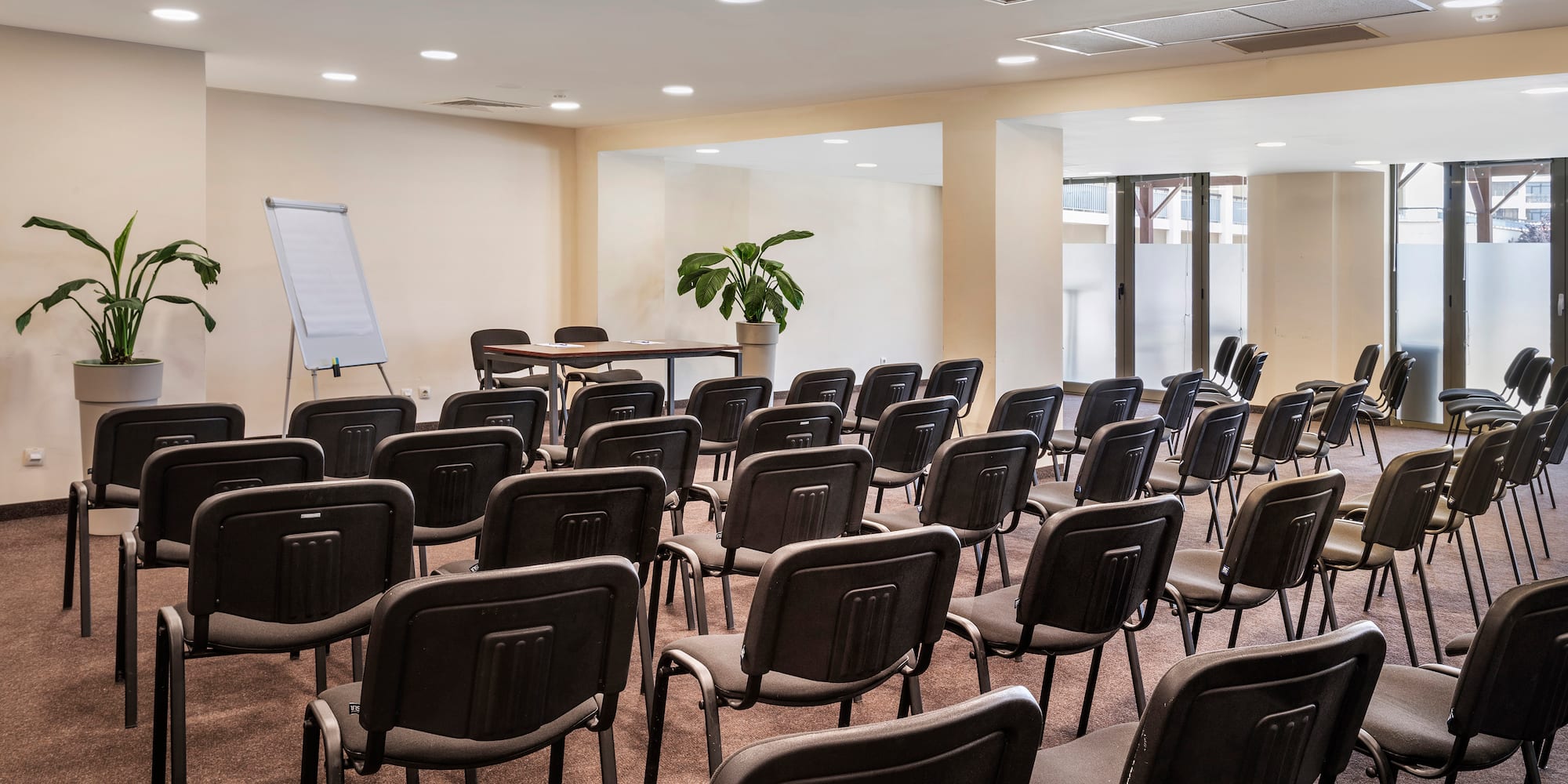 a room with many chairs