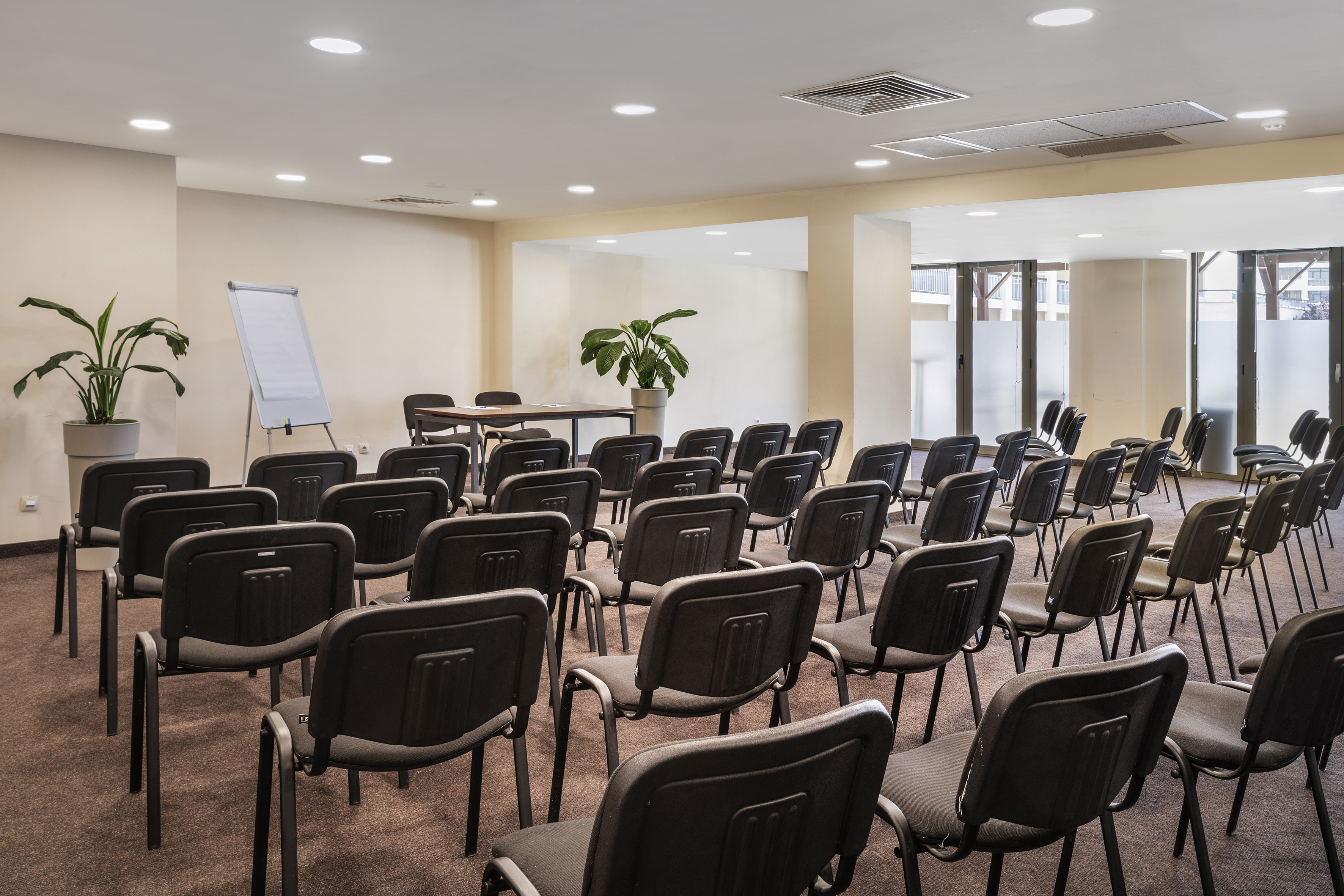 a room with many chairs