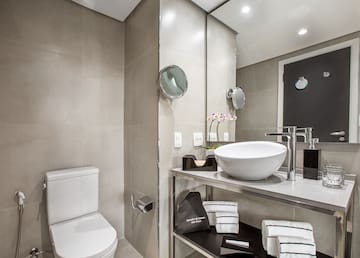 a bathroom with a sink and toilet