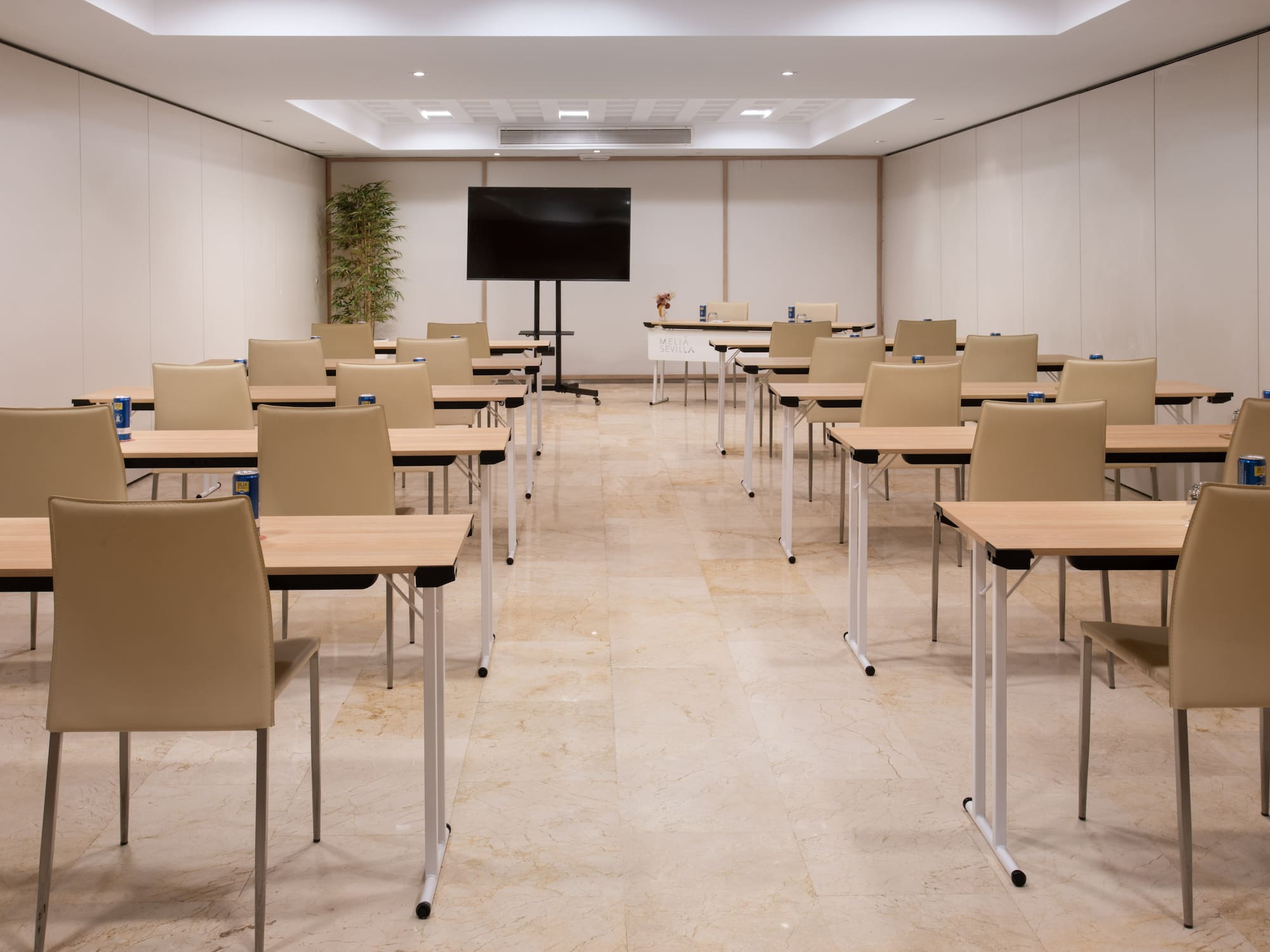 a room with desks and chairs