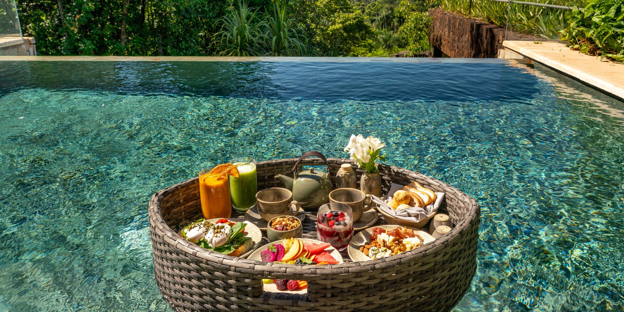 a basket with food in the water