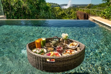a basket with food in the water