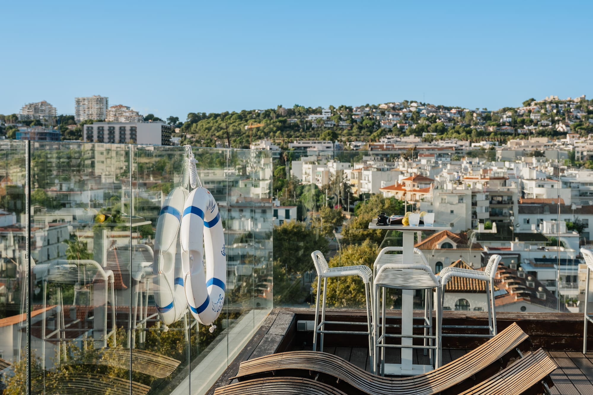 a view of a city from a balcony
