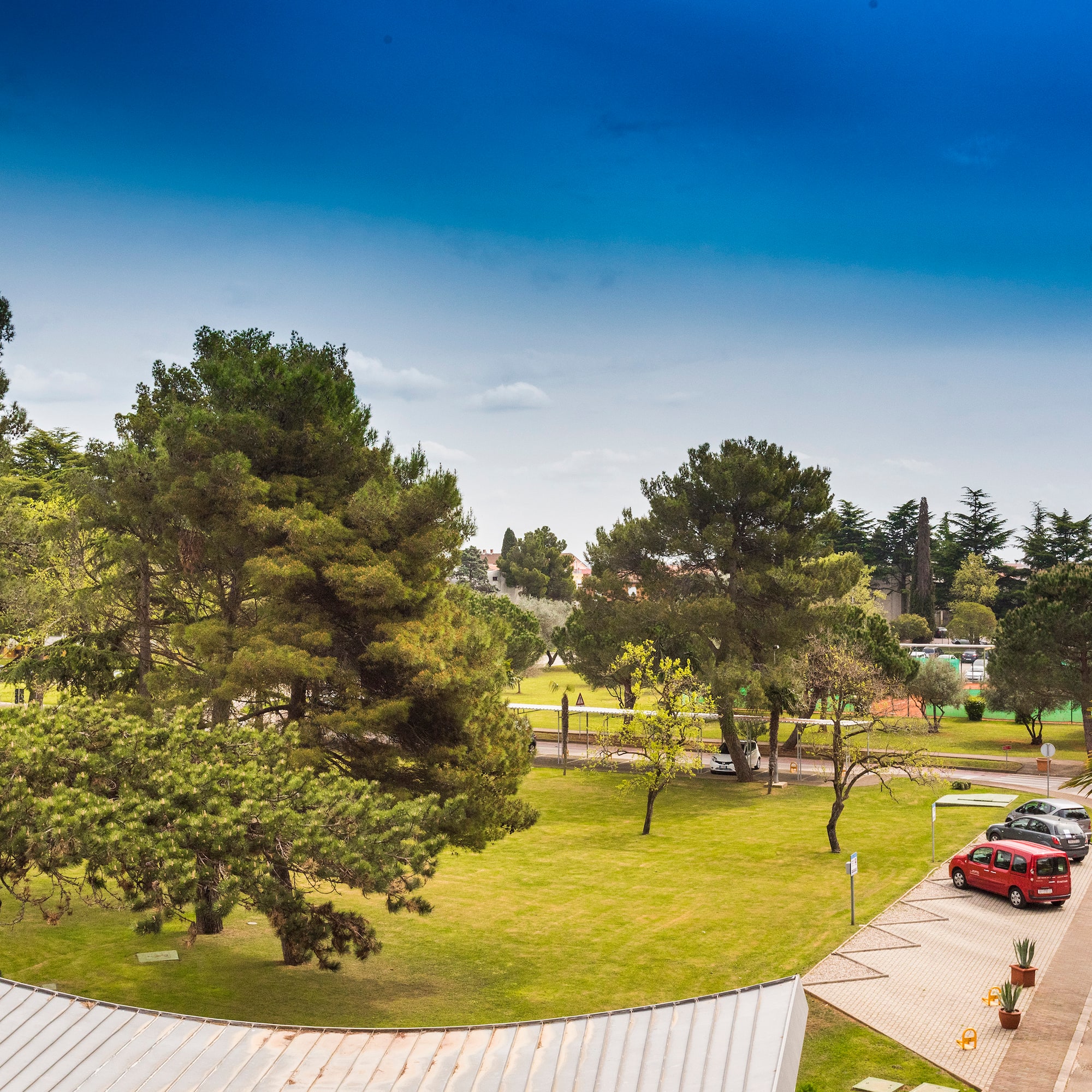 a car parked in a parking lot
