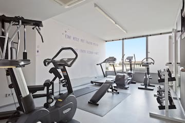 a room with exercise equipment
