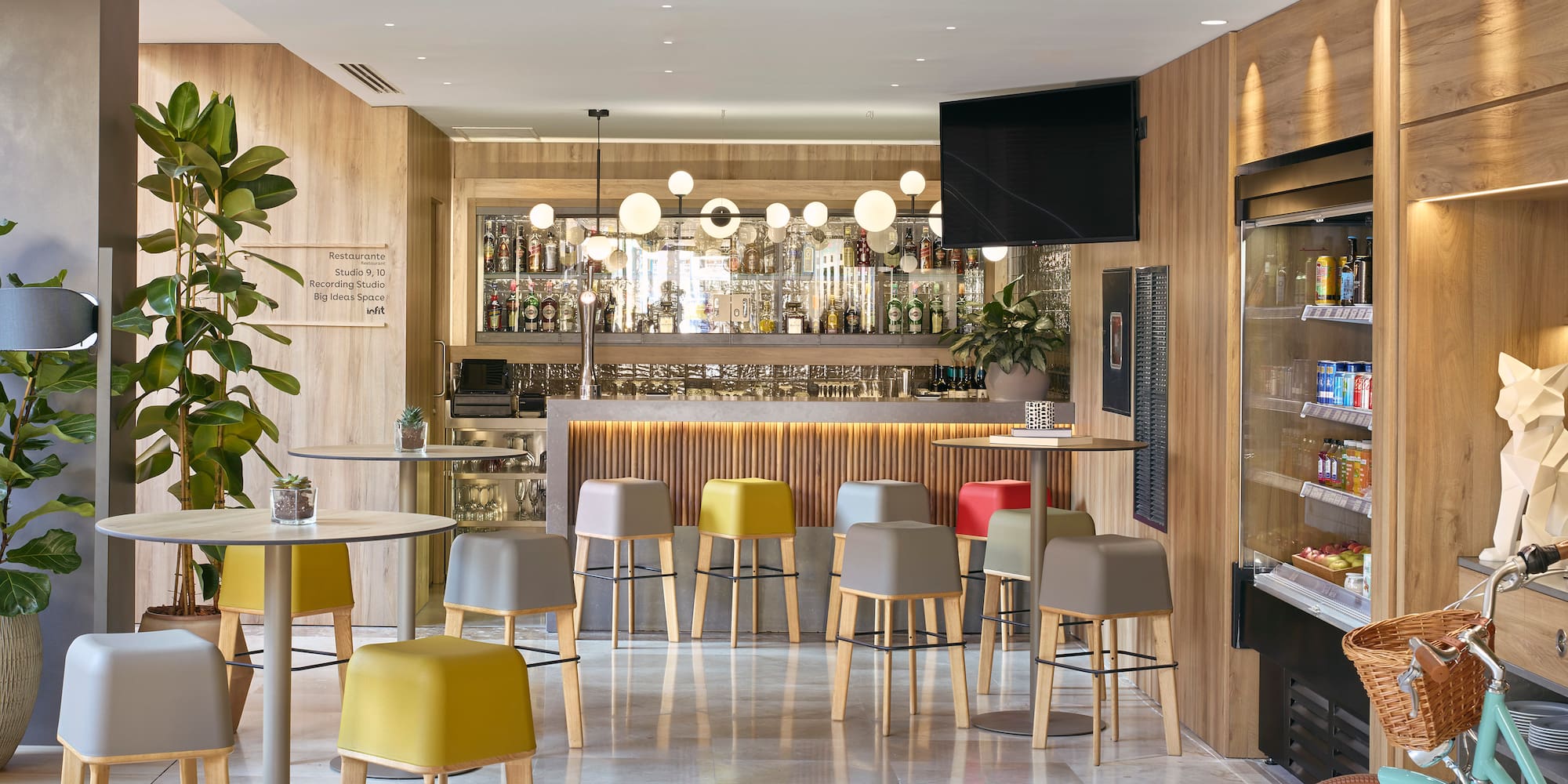 a room with tables and chairs