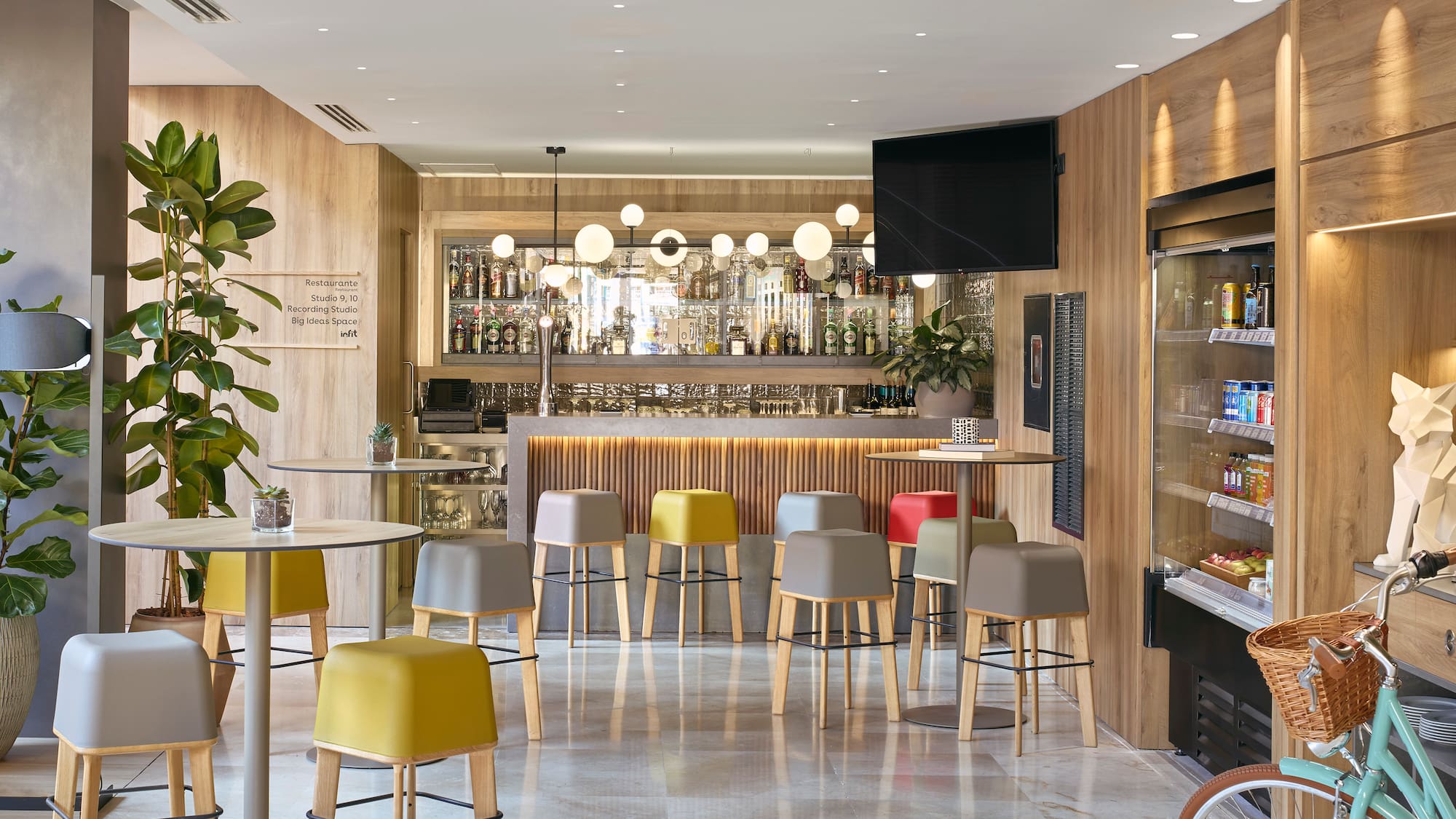 a room with tables and chairs