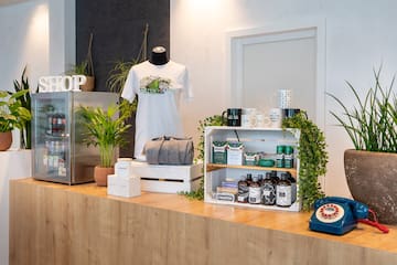 a display of items on a counter